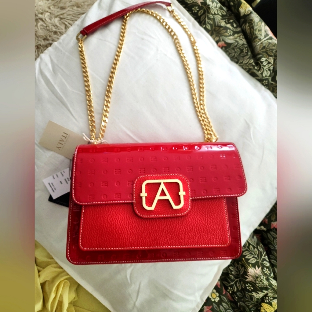 Arcadia Gianna red patent leather bag